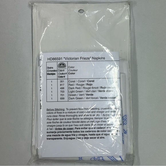 Bucilla Stamped Cross Stitch Napkins 86591 Set of 4 Victorian Frieze 16"X16" NOS - Picture 4 of 5